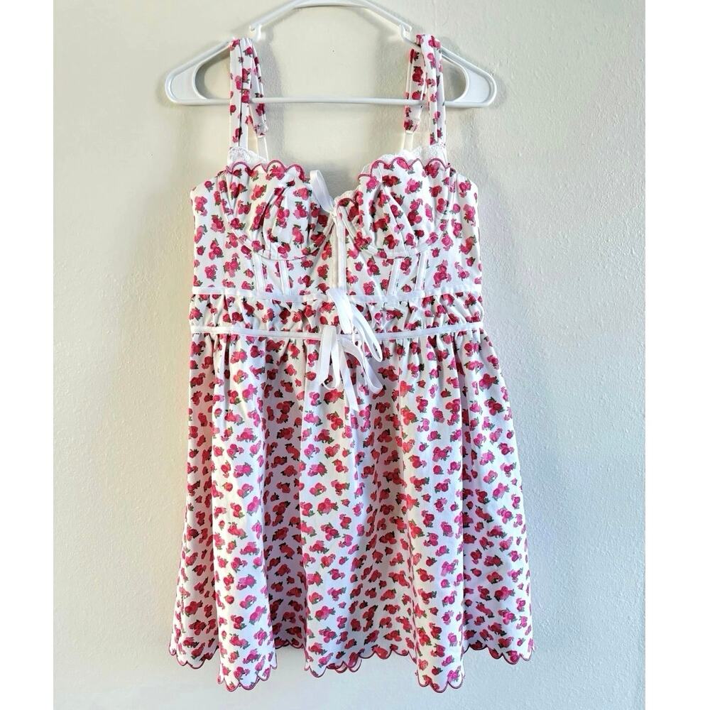 For Love & Lemons NWT Baby Blooms XL Pink Corset Floral Mini Dress - Picture 13 of 14